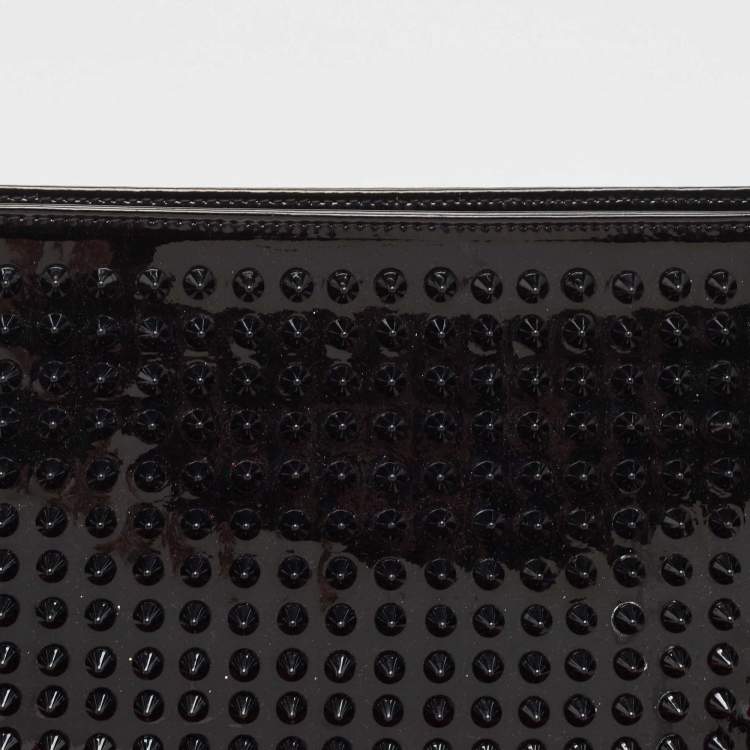 Pre Owned Christian Louboutin Black Patent Leather Loubiposh Spike Clutch