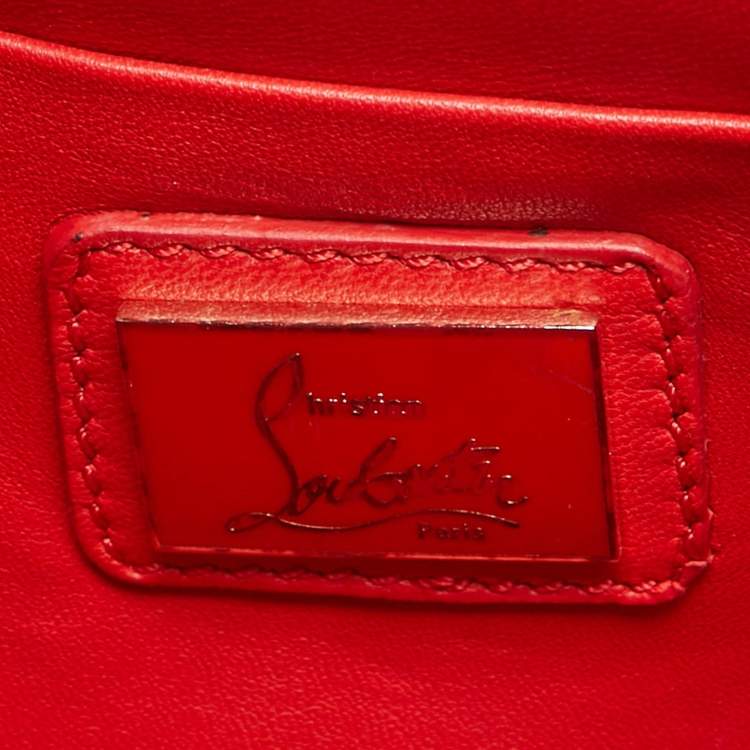 Pre Owned Christian Louboutin Black Watersnake Leather Flap Embellished Chain Bag