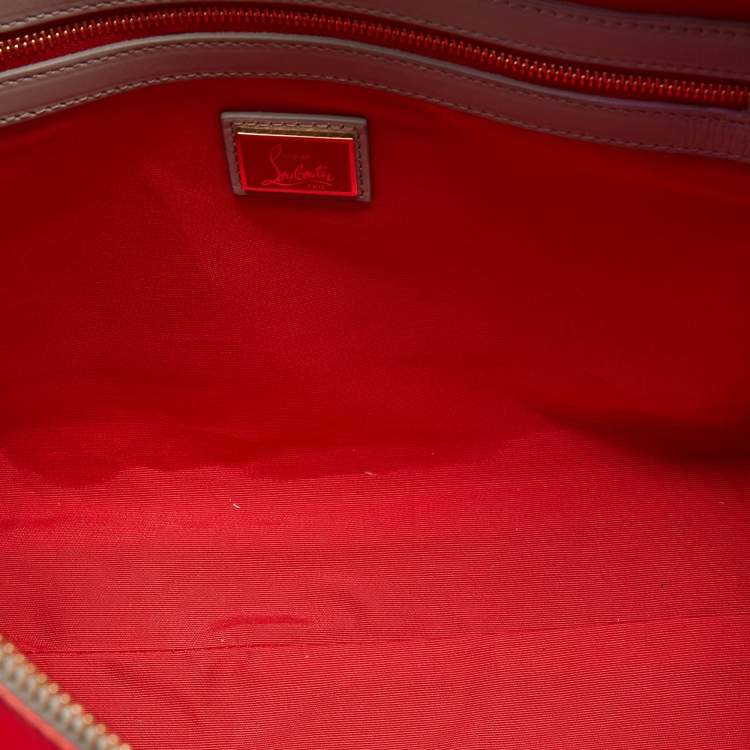 Pre Owned Christian Louboutin Pink/Grey PVC and Leather Stripe Tote