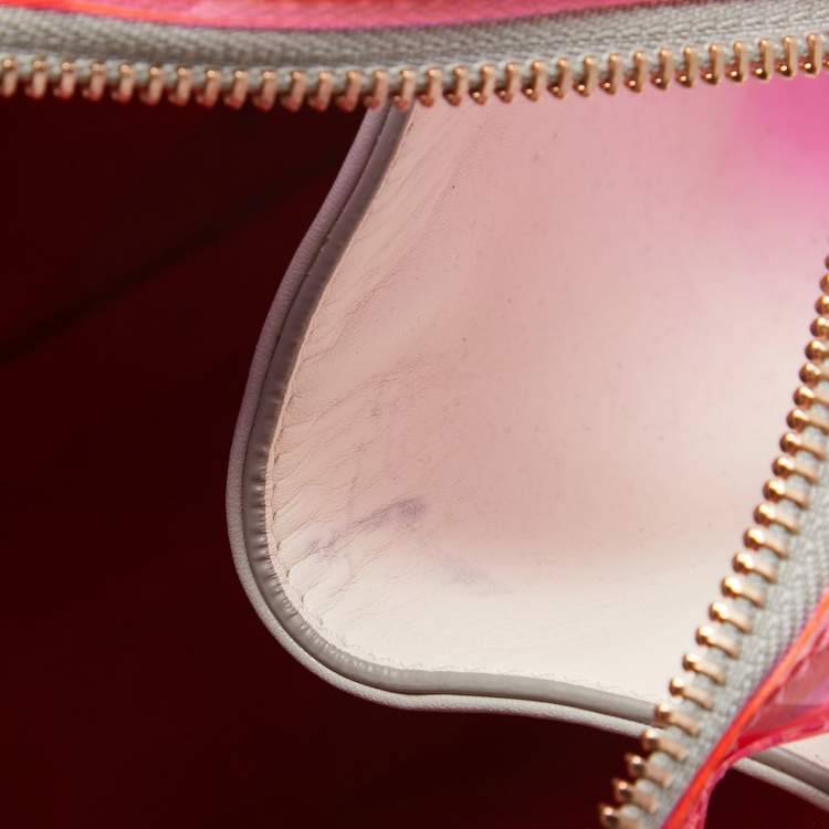 Pre Owned Christian Louboutin Pink/Grey PVC and Leather Stripe Tote