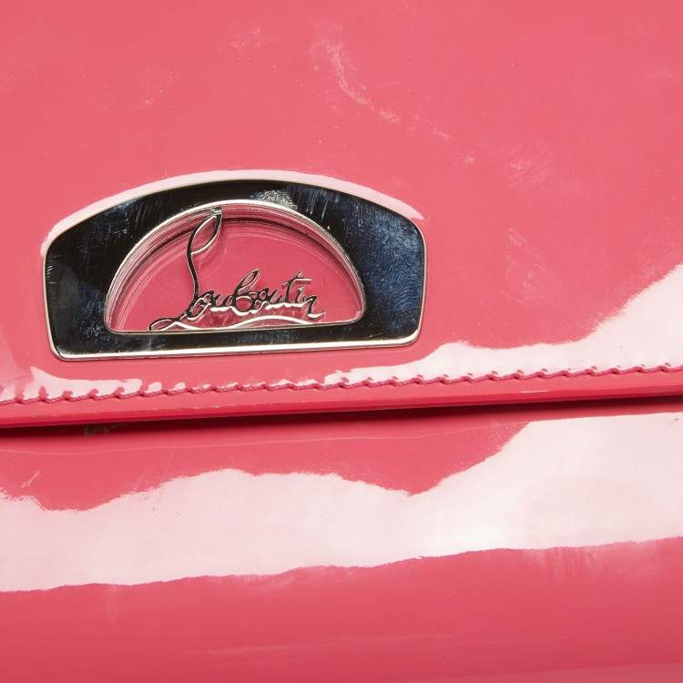 Pre Owned Christian Louboutin Pink Patent Leather Vero Dodat Chain Clutch