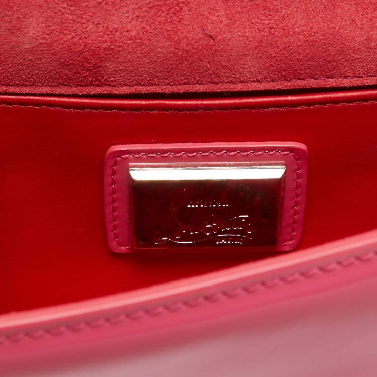 Pre Owned Christian Louboutin Pink Patent Leather Vero Dodat Chain Clutch