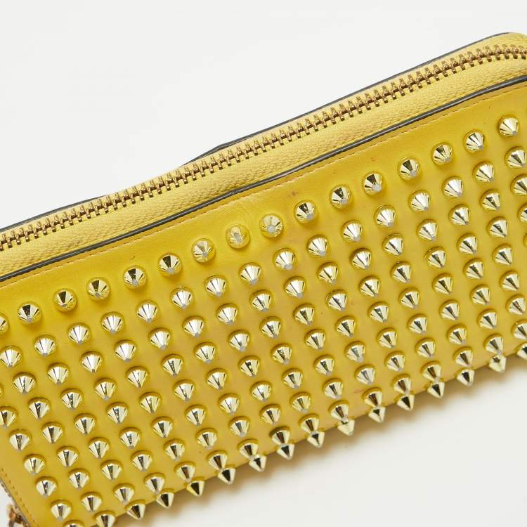 Pre Owned Christian Louboutin Yellow Leather Panettone Continental Wallet