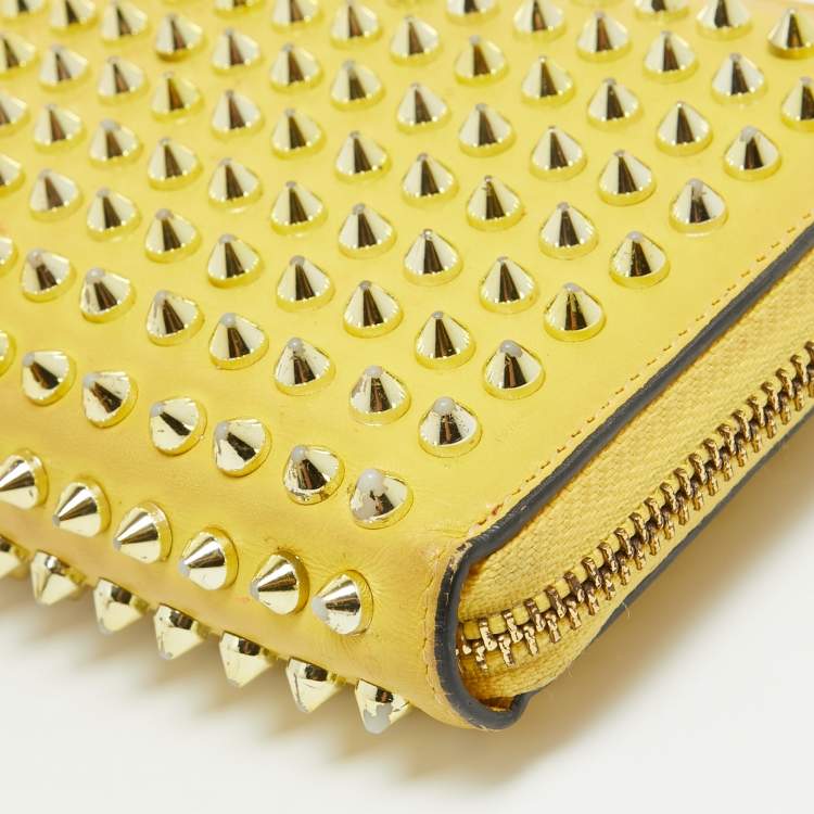 Pre Owned Christian Louboutin Yellow Leather Panettone Continental Wallet