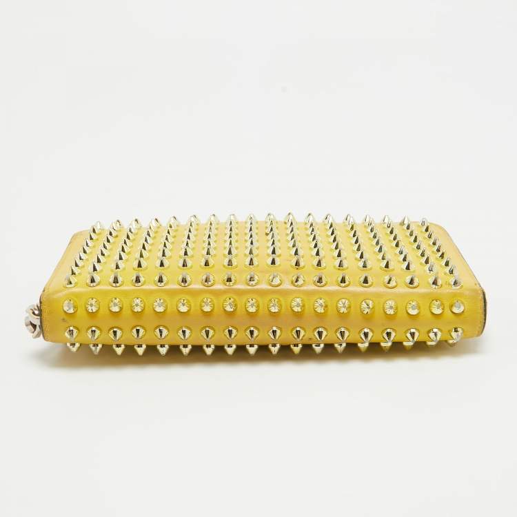 Pre Owned Christian Louboutin Yellow Leather Panettone Continental Wallet