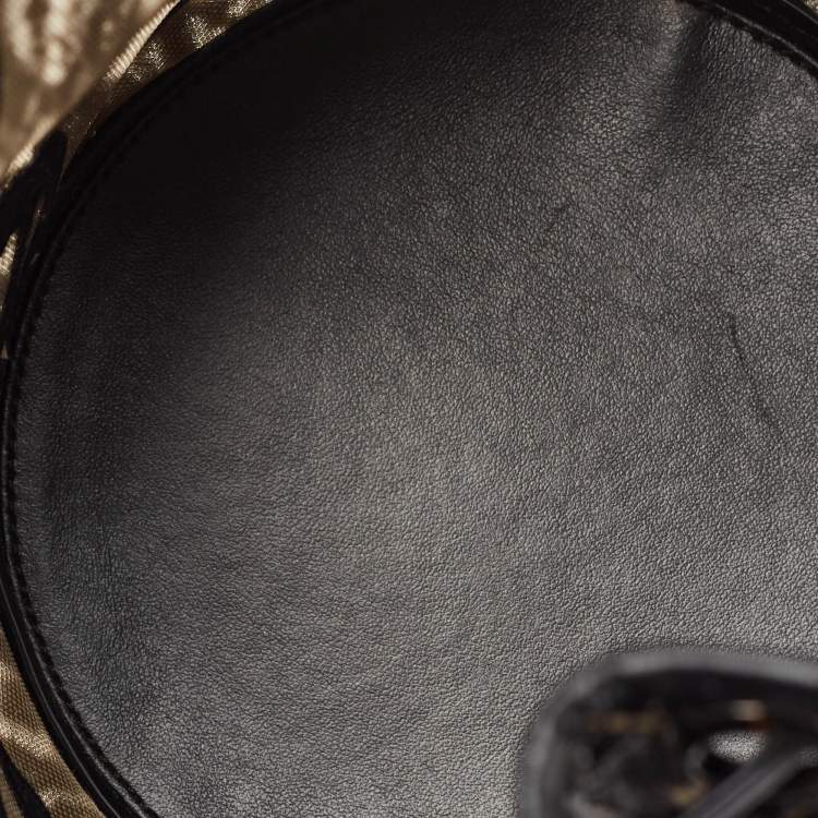 Pre Owned Christian Louboutin Black Lace, Feather and Leather Marie Jane Bucket Bag