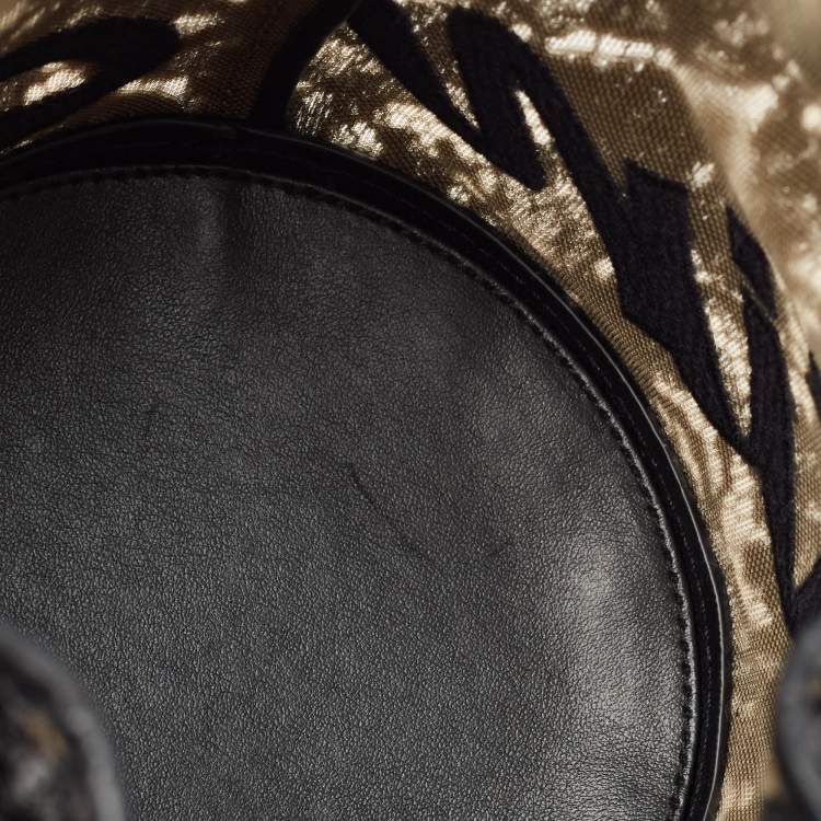 Pre Owned Christian Louboutin Black Lace, Feather and Leather Marie Jane Bucket Bag