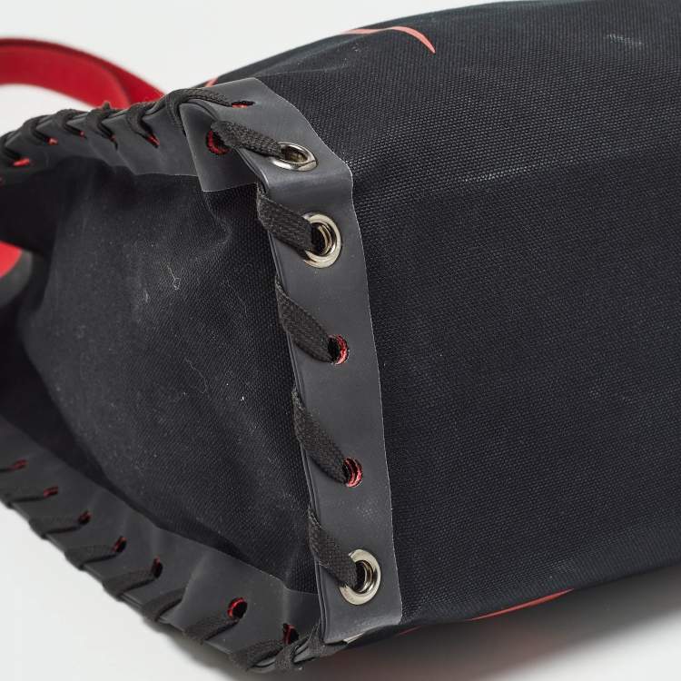 Pre Owned Christian Louboutin Black/Red Canvas Cabalace Tote