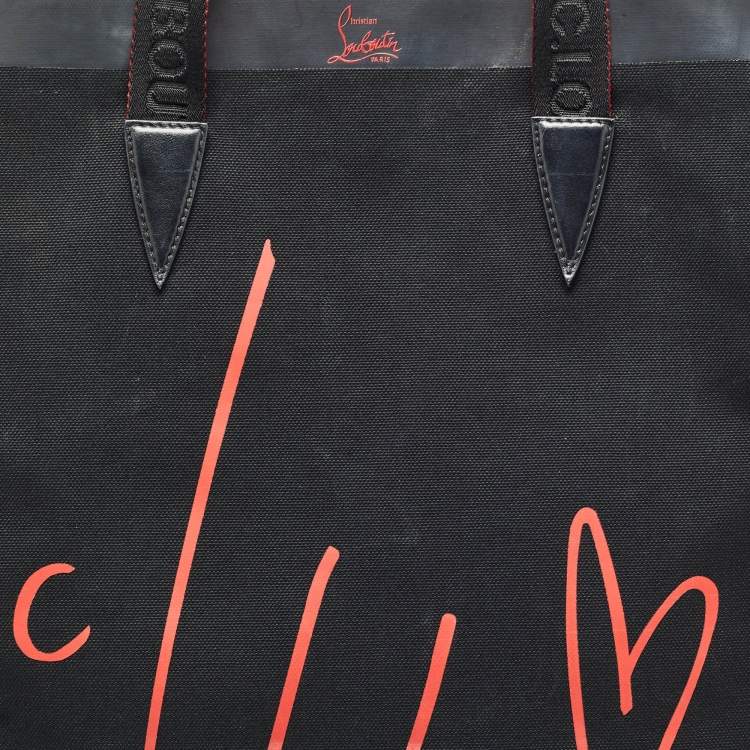 Pre Owned Christian Louboutin Black/Red Canvas Cabalace Tote