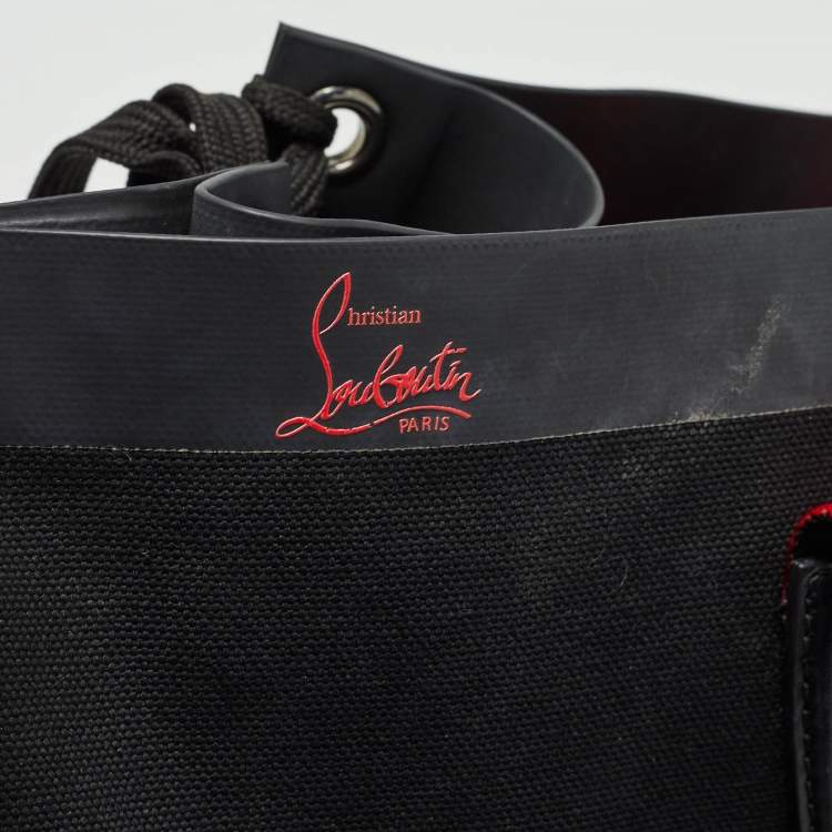 Pre Owned Christian Louboutin Black/Red Canvas Cabalace Tote