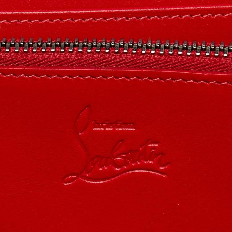 Pre Owned Christian Louboutin Black Leather Spikes Panettone Zip Around Wallet