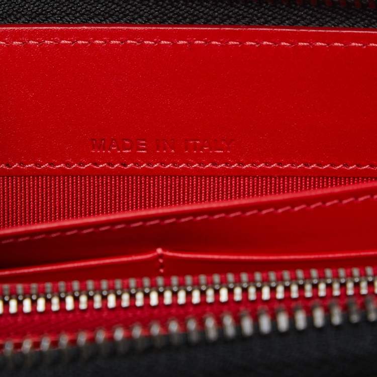Pre Owned Christian Louboutin Black Leather Spikes Panettone Zip Around Wallet