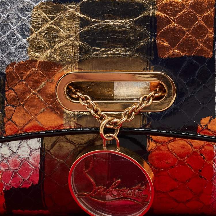Pre Owned Christian Louboutin Multicolor Python Riviera Chain Clutch