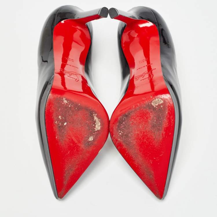 Pre Owned Christian Louboutin Black Patent Leather Pigalle Plato Pumps Size 36.5