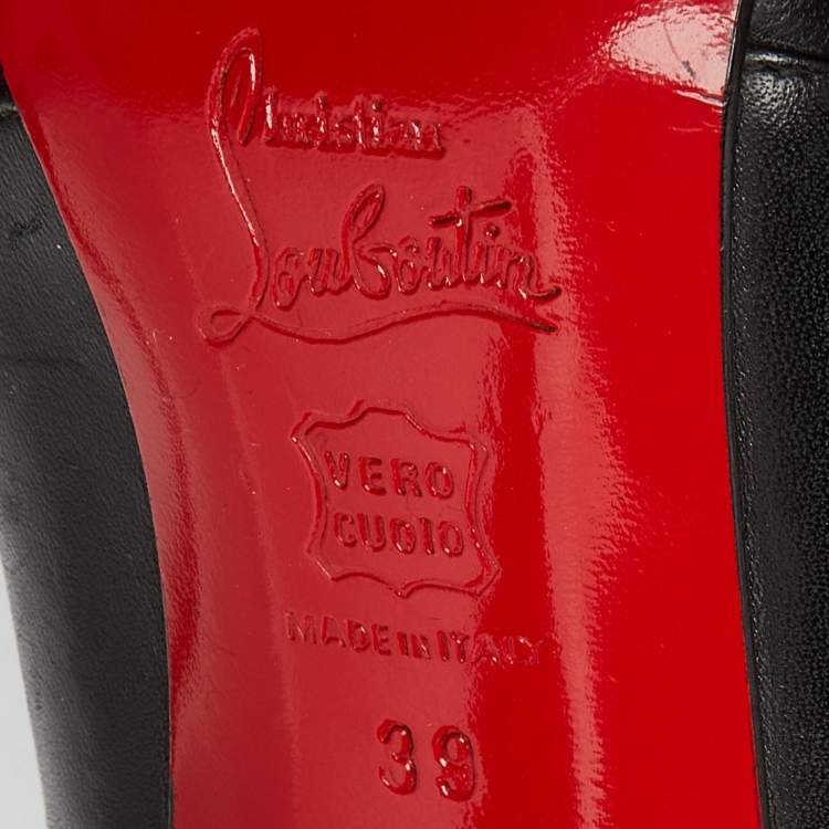 Pre Owned Christian Louboutin Black Leather Ankle Booties Size 39