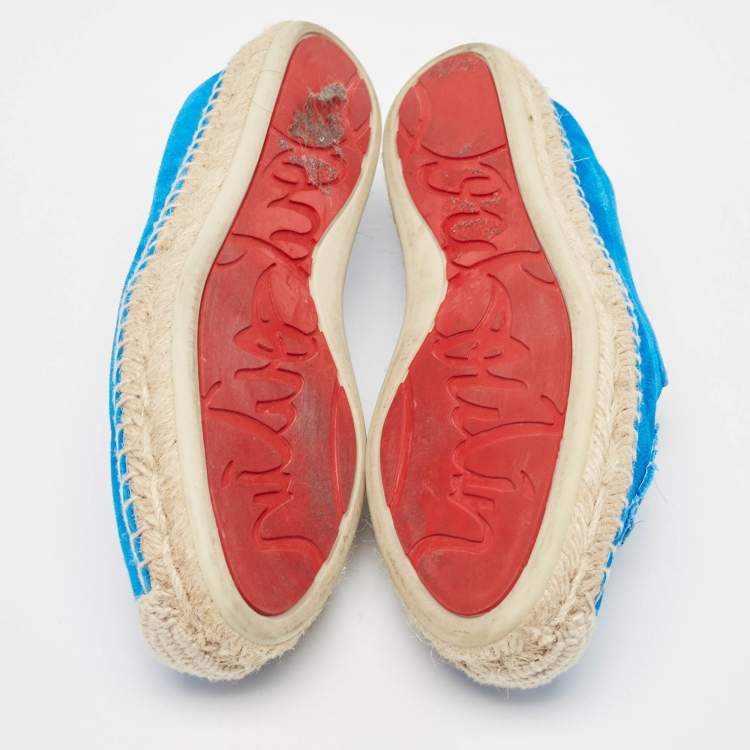Pre Owned Christian Louboutin Blue Suede and Leather  Nanou Orlato Espadrilles Size 36
