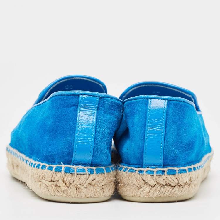 Pre Owned Christian Louboutin Blue Suede and Leather  Nanou Orlato Espadrilles Size 36