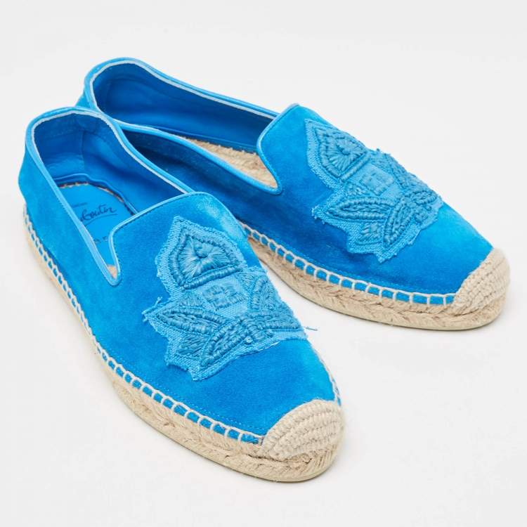 Pre Owned Christian Louboutin Blue Suede and Leather  Nanou Orlato Espadrilles Size 36