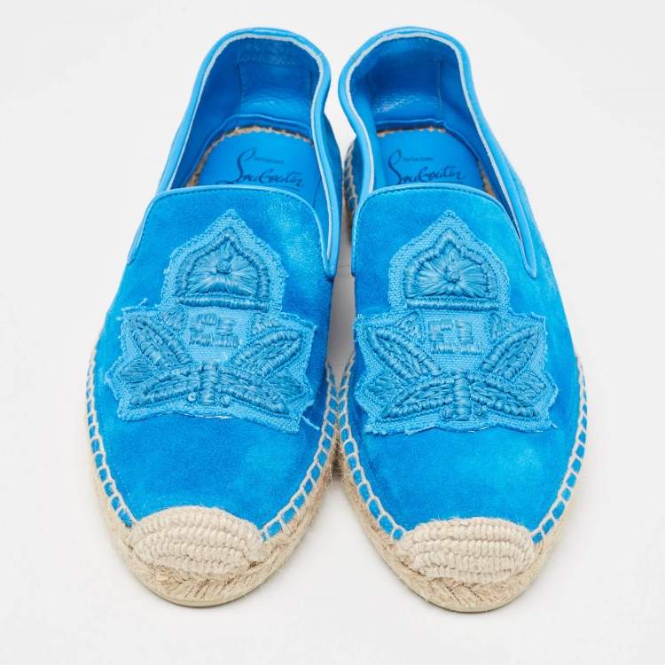 Pre Owned Christian Louboutin Blue Suede and Leather  Nanou Orlato Espadrilles Size 36