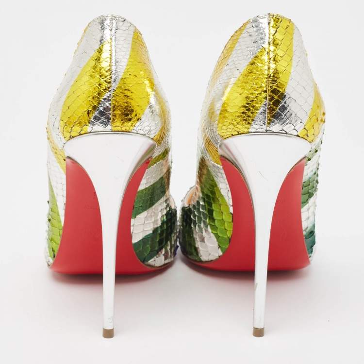 Pre Owned Christian Louboutin Multicolor Python So Kate Pumps Size 37.5