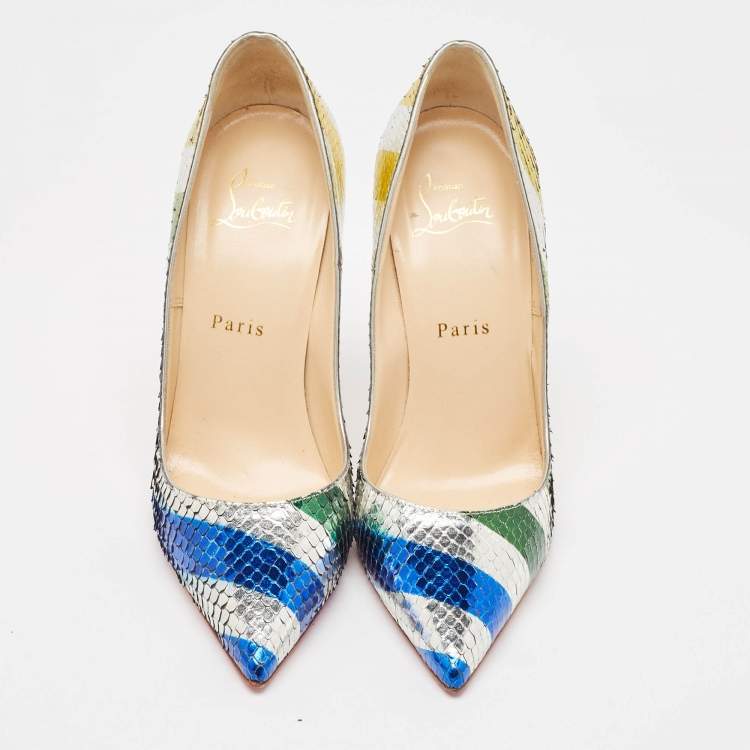 Pre Owned Christian Louboutin Multicolor Python So Kate Pumps Size 37.5