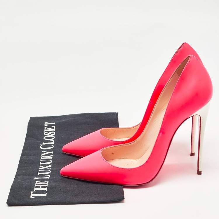 Pre Owned Christian Louboutin Neon Pink Leather So Kate Pumps Size 37.5