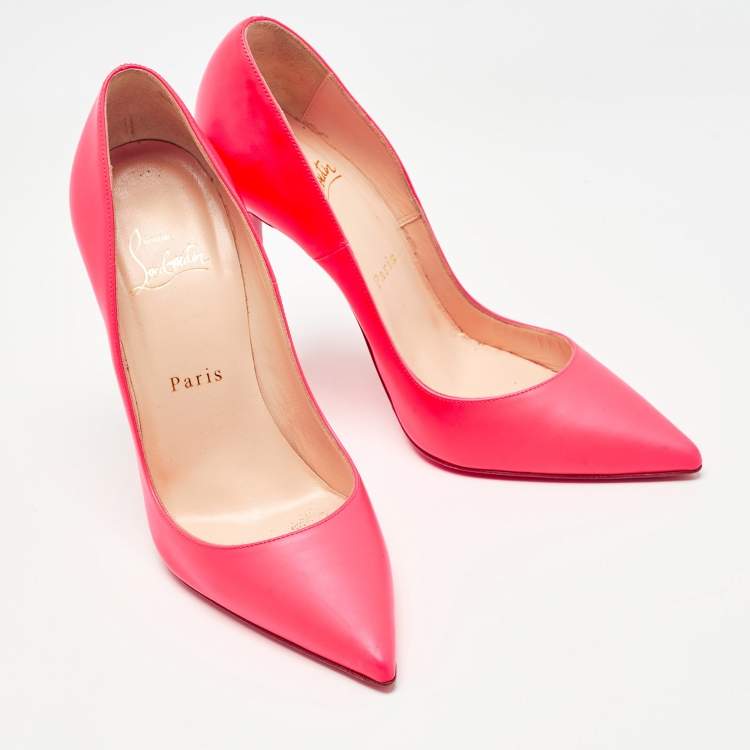 Pre Owned Christian Louboutin Neon Pink Leather So Kate Pumps Size 37.5