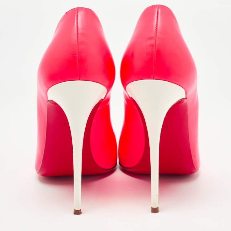 Pre Owned Christian Louboutin Neon Pink Leather So Kate Pumps Size 37.5