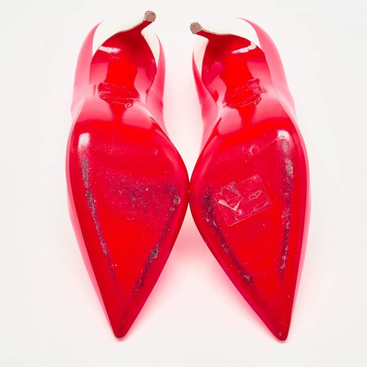 Pre Owned Christian Louboutin Neon Pink Leather So Kate Pumps Size 37.5