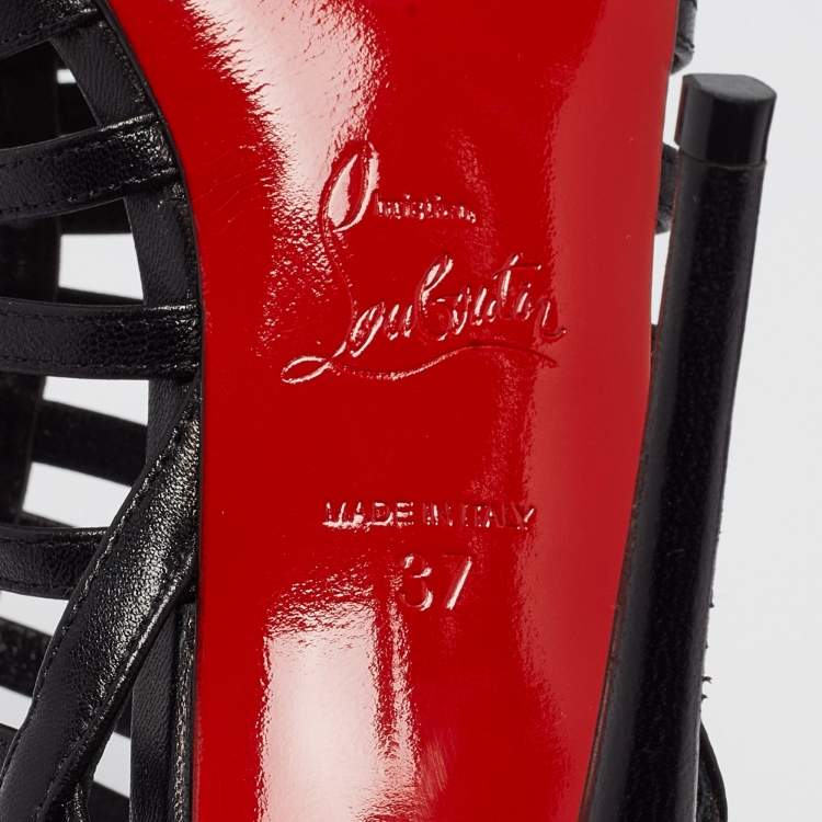 Pre Owned Christian Louboutin Black Leather Booties Size 37