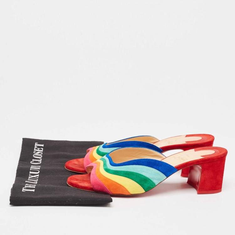 Pre Owned Christian Louboutin Multicolor Suede Degradouce Sandals Size 39