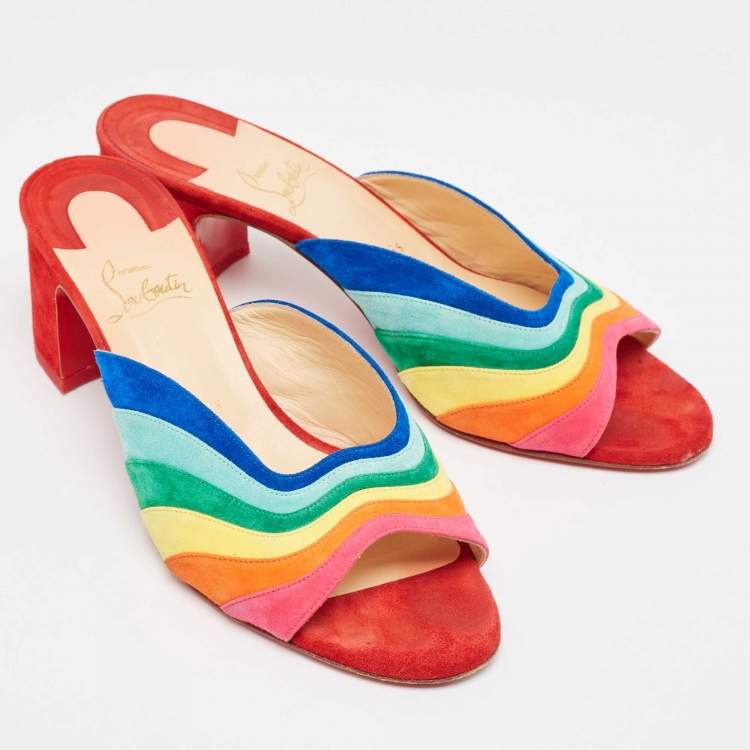 Pre Owned Christian Louboutin Multicolor Suede Degradouce Sandals Size 39