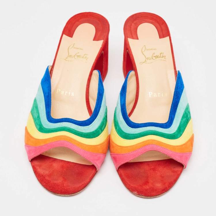 Pre Owned Christian Louboutin Multicolor Suede Degradouce Sandals Size 39