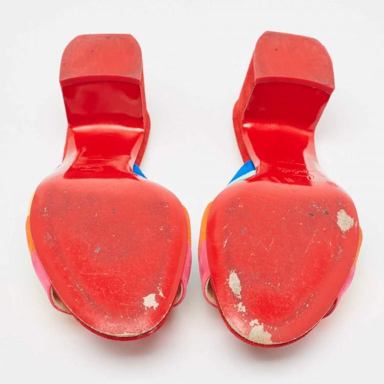 Pre Owned Christian Louboutin Multicolor Suede Degradouce Sandals Size 39