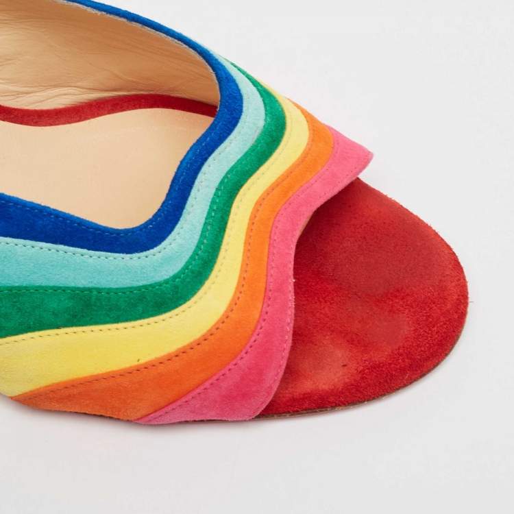 Pre Owned Christian Louboutin Multicolor Suede Degradouce Sandals Size 39