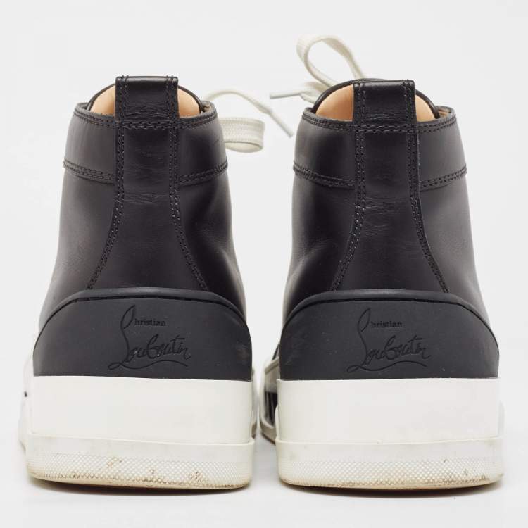 Pre Owned Christian Louboutin Black Leather Rankick High Top Sneakers Size 39
