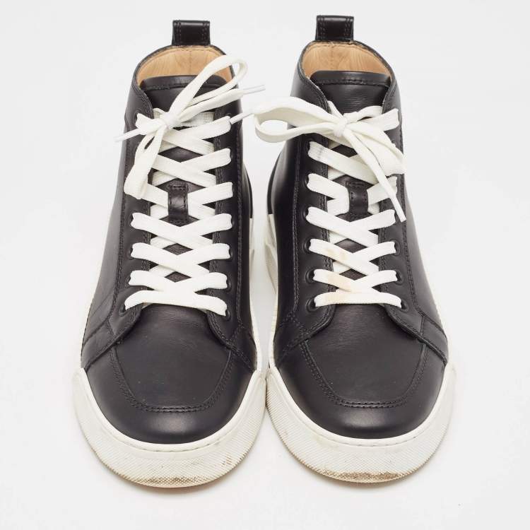 Pre Owned Christian Louboutin Black Leather Rankick High Top Sneakers Size 39