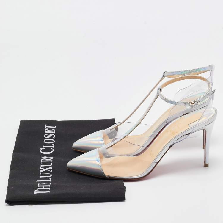 Pre Owned Christian Louboutin Transparent Nosy Ankle Strap Pumps Size 36.5