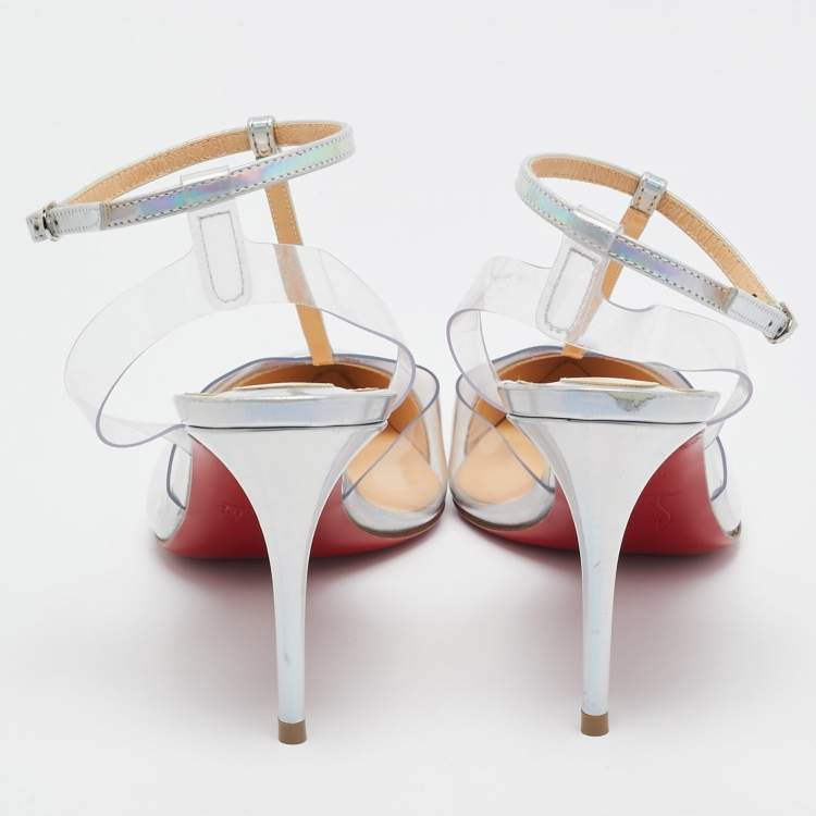 Pre Owned Christian Louboutin Transparent Nosy Ankle Strap Pumps Size 36.5