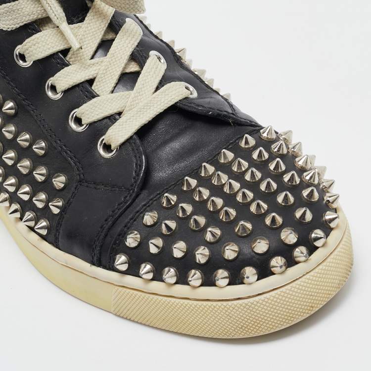 Pre Owned Christian Louboutin Black Leather Louis High Sneakers Size 41