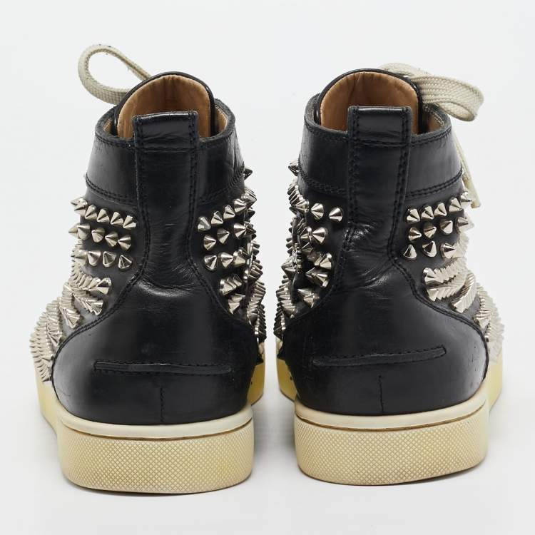 Pre Owned Christian Louboutin Black Leather Louis High Sneakers Size 41