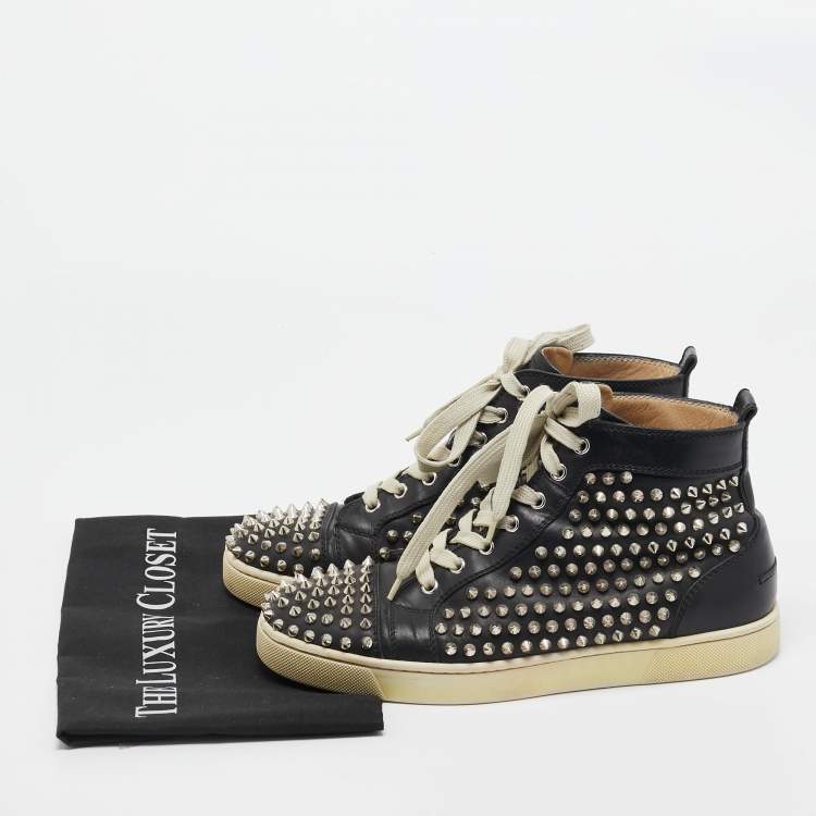 Pre Owned Christian Louboutin Black Leather Louis High Sneakers Size 41