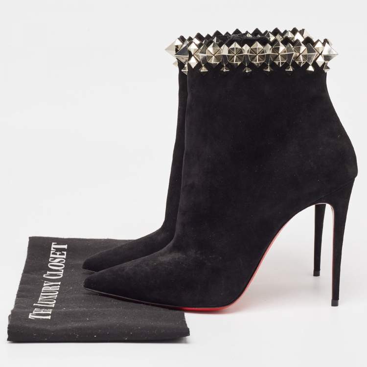 Pre Owned Christian Louboutin Black Suede Firmamma Ankle Boots Size 40