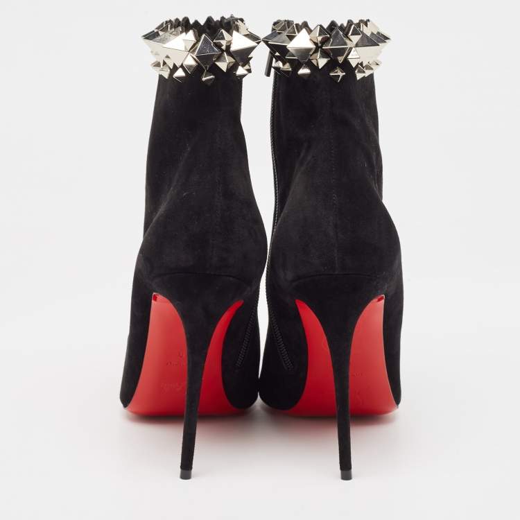 Pre Owned Christian Louboutin Black Suede Firmamma Ankle Boots Size 40