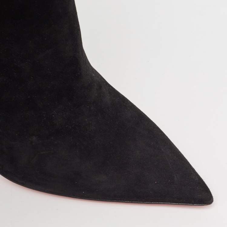 Pre Owned Christian Louboutin Black Suede Firmamma Ankle Boots Size 40