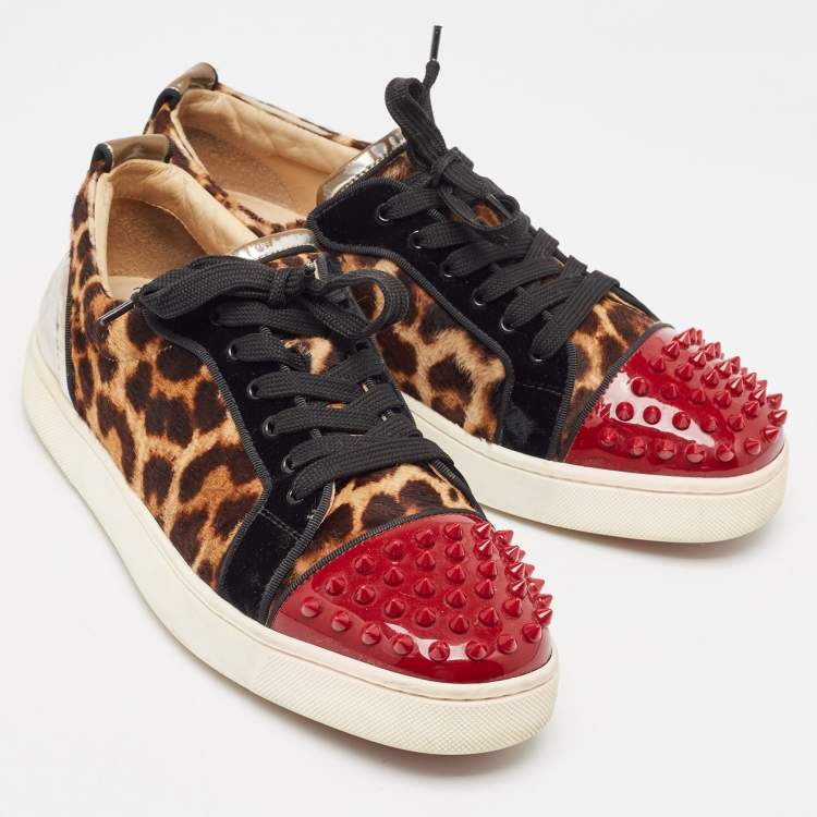 Pre Owned Christian Louboutin Multicolor Calf Hair and Leather Low Top Sneakers Size 41.5