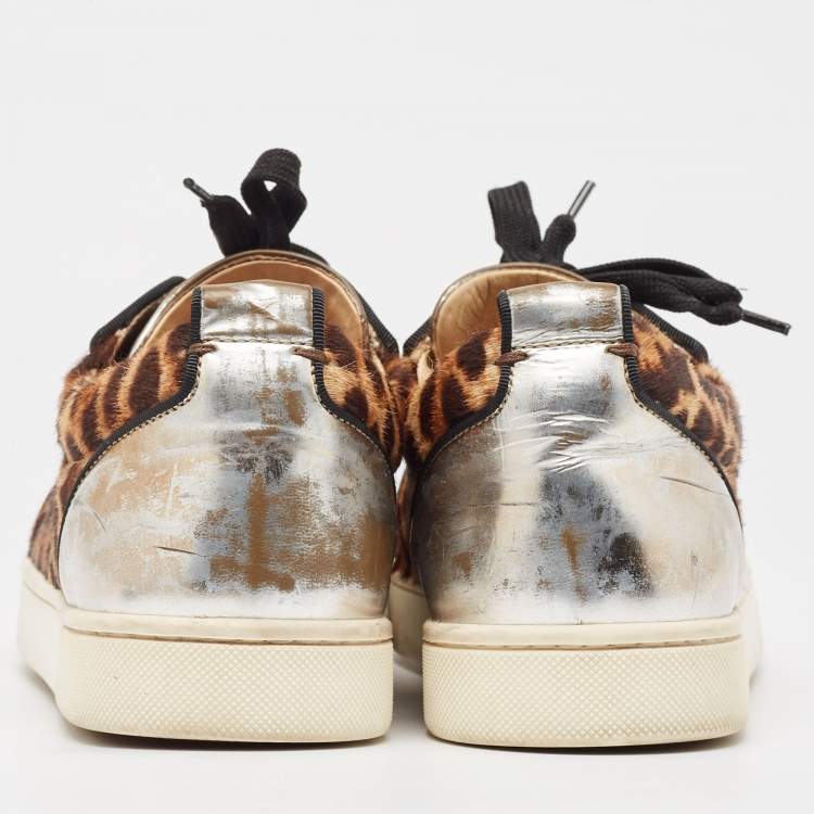 Pre Owned Christian Louboutin Multicolor Calf Hair and Leather Low Top Sneakers Size 41.5