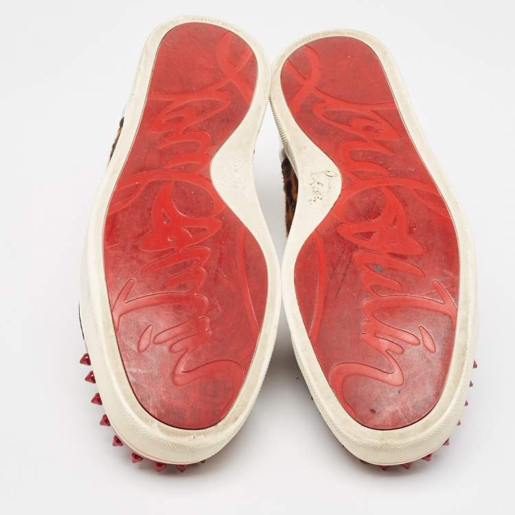 Pre Owned Christian Louboutin Multicolor Calf Hair and Leather Low Top Sneakers Size 41.5