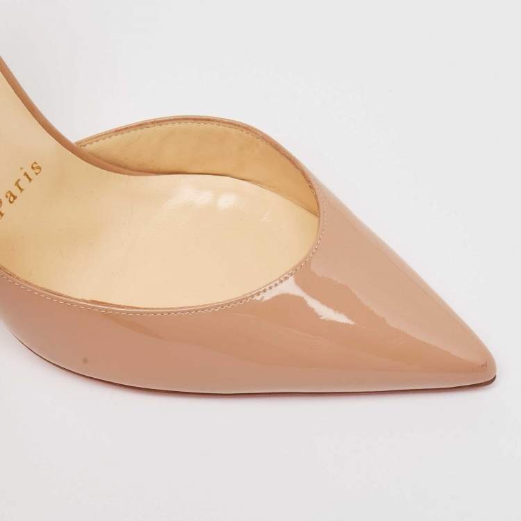 Pre Owned Christian Louboutin Beige Patent Iriza  Pumps Size 39