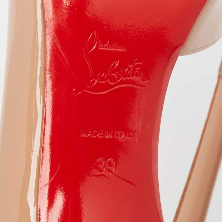 Pre Owned Christian Louboutin Beige Patent Iriza  Pumps Size 39